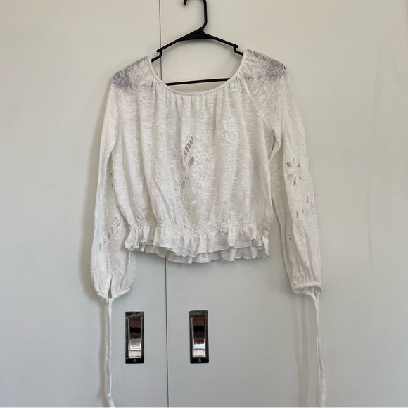 Free‎ People White Embroidered Peasant Top Size XS - Picture 2 of 10
